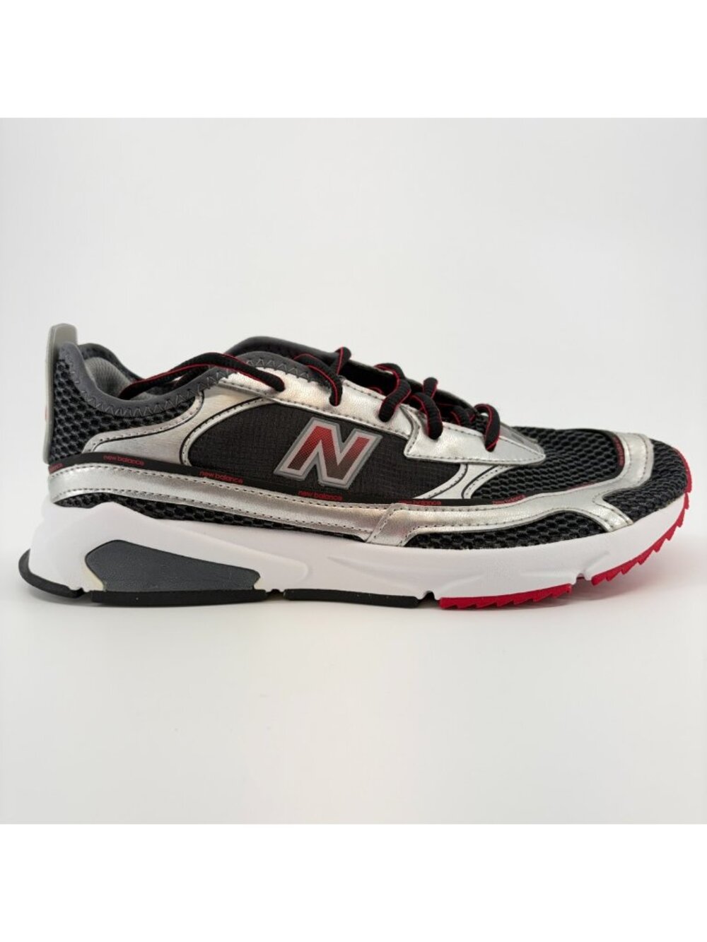 New Balance X-Racer Boys Size 6Y Black Silver Red Running Walking Shoes Sneakers